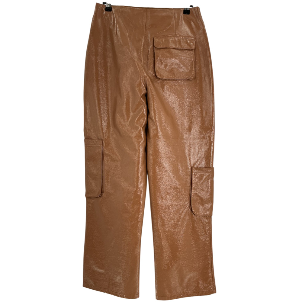 Afrm Coated Brown Sigmund Cargo Pants Size 26 - Picture 3 of 4